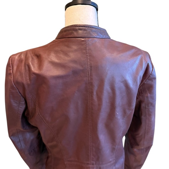 Marc New York Andrew Marc brown 100% leather jacket Moto Size L - Picture 9 of 16